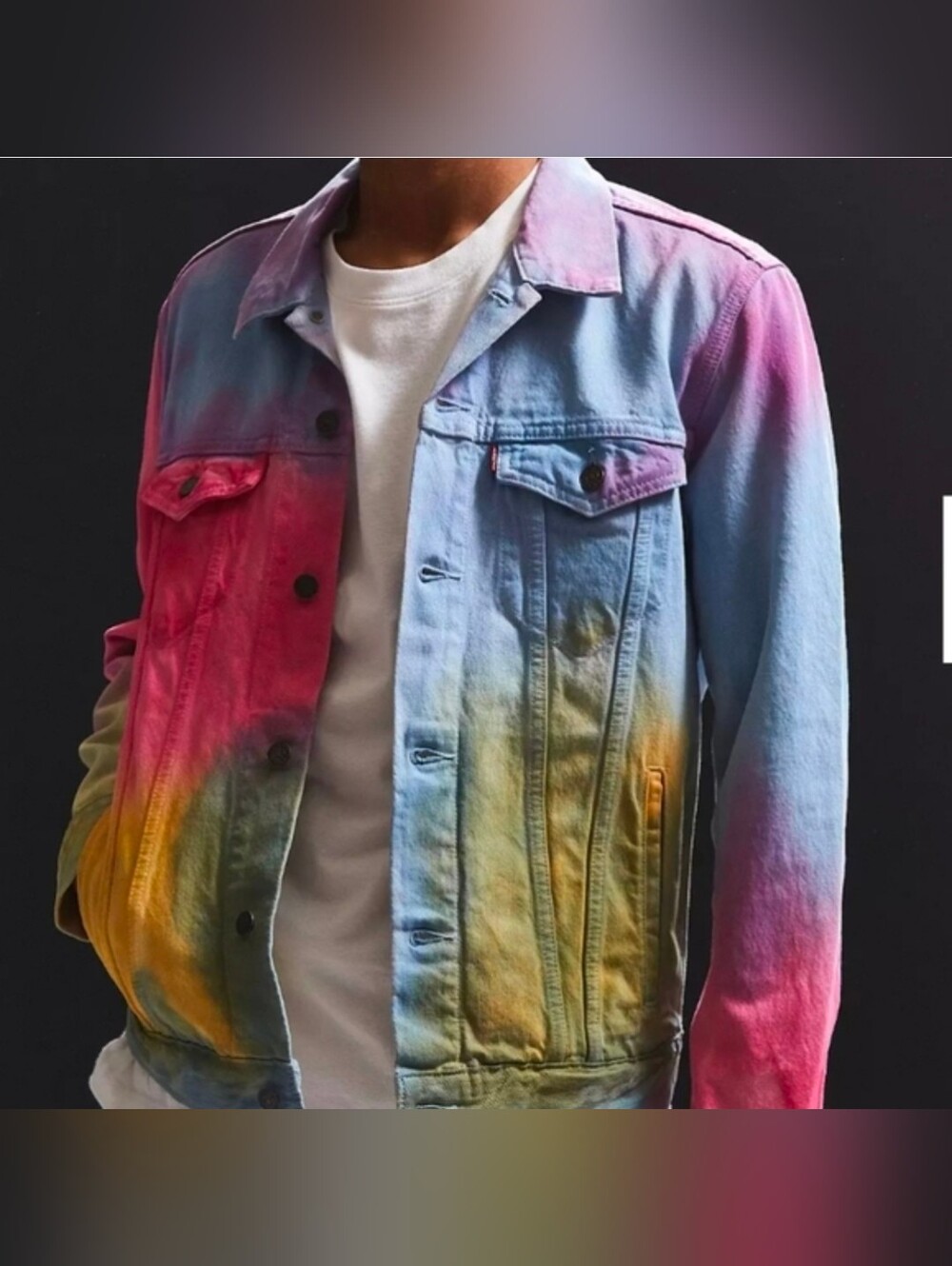 Levi’s Multi Color Rainbow Tie-Dye Denim Trucker Unisex Jacket Men Size M